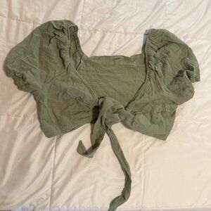 Sage Green Tie Super Crop Top